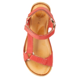 Olivier Sandały damskie barefoot-friendly Kallia skórzane czerwone 0782W 8