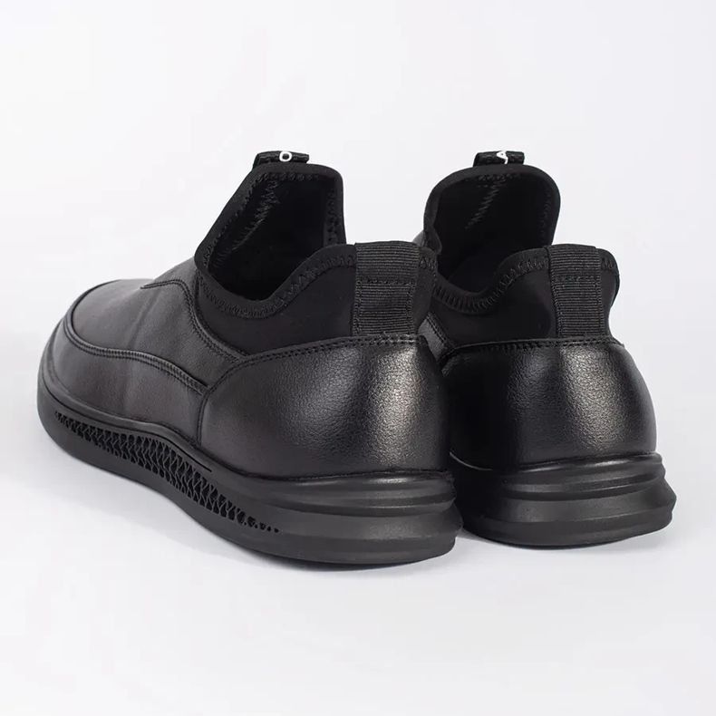 Wsuwane buty męskie z eko-skóry czarne 1