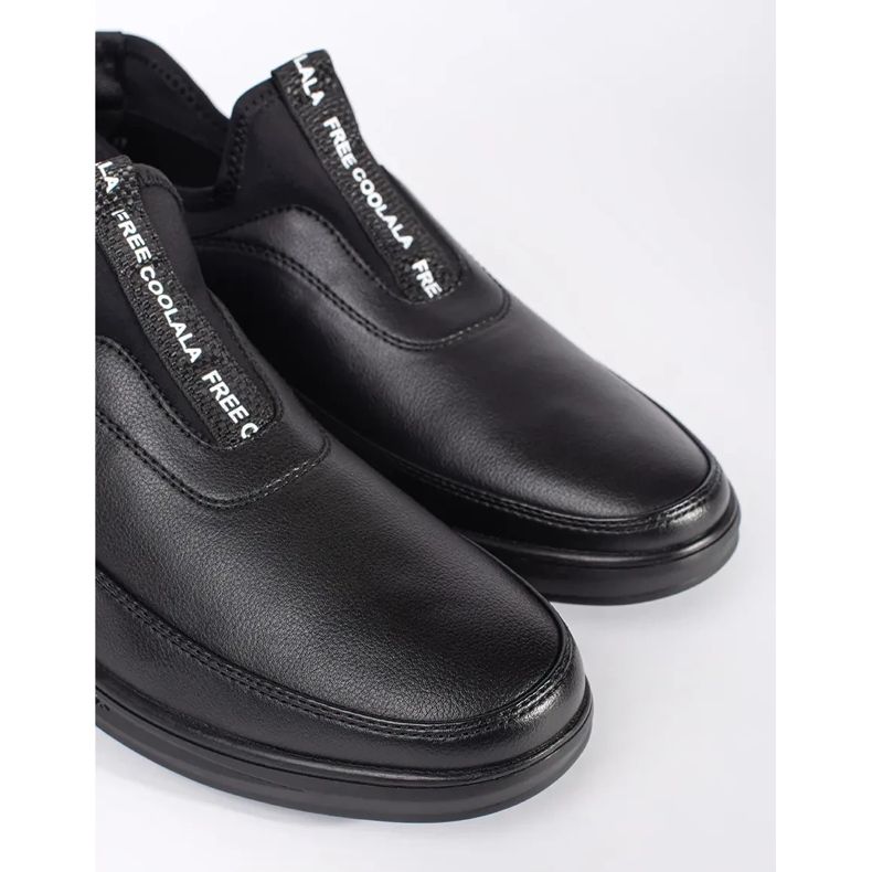 Wsuwane buty męskie z eko-skóry czarne 2