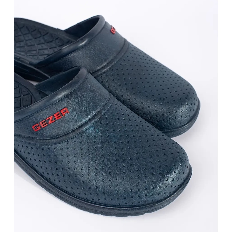 Klapki granatowe z pełnym noskiem niebieskie 1