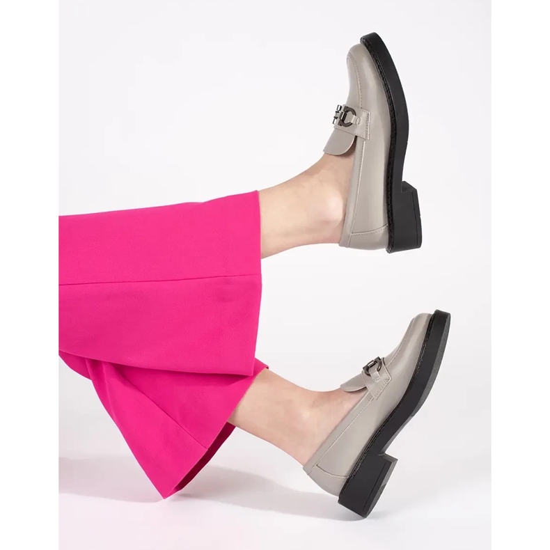 Mokasyny damskie na grubej podeszwie Sergio Leone szare 2