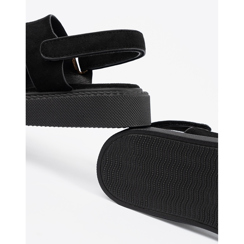 Seastar Sandały czarne na platformie z wycięciami 2