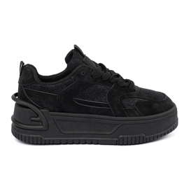 Sneakersy damskie z koronką czarne 3