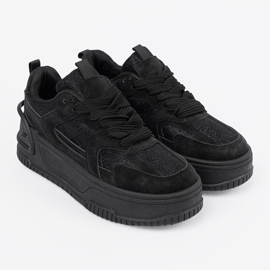 Sneakersy damskie z koronką czarne 4