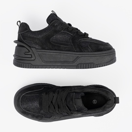 Sneakersy damskie z koronką czarne 2