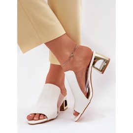 Klapki Damskie Na Słupku Białe 2