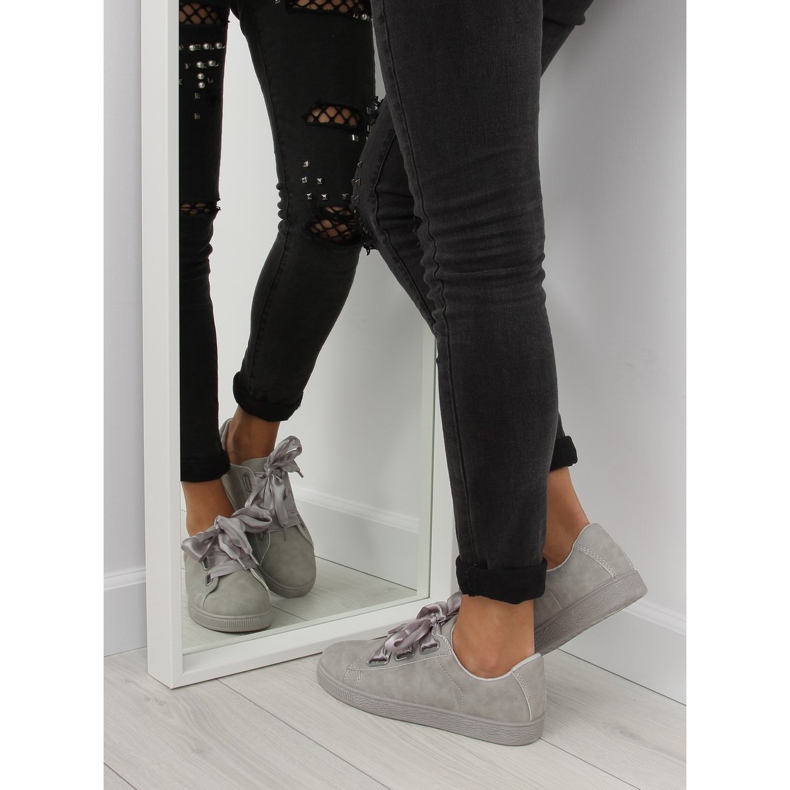 Trampki ze wstążką szare BL1250-SP grey 2