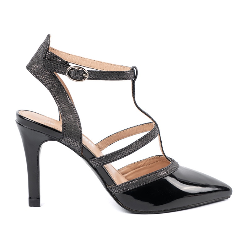 Czarne czółenka na szpilce z odkrytą piętą 2