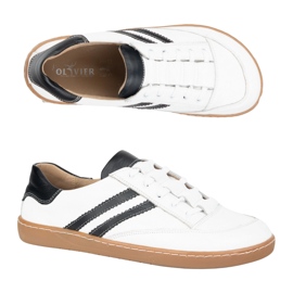 Sneakersy barefoot damskie Kaia Olivier buty skórzane białe z czarnym 8