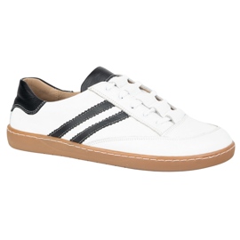 Sneakersy barefoot damskie Kaia Olivier buty skórzane białe z czarnym 1
