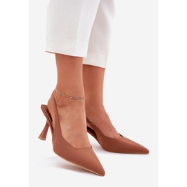 Sandały Damskie Na Szpilce Camel brązowe 1