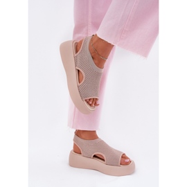 Sandały Damskie Na Platformie Beżowe beżowy 2