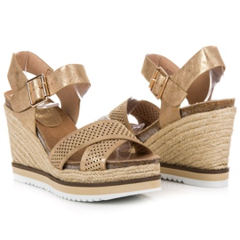 Kylie Sandały na koturnie żółte 1