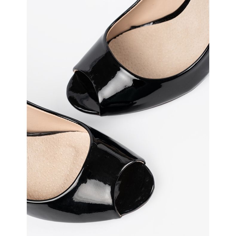 Seastar Czarne lakierowane czółenka z odkrytymi palcami 2