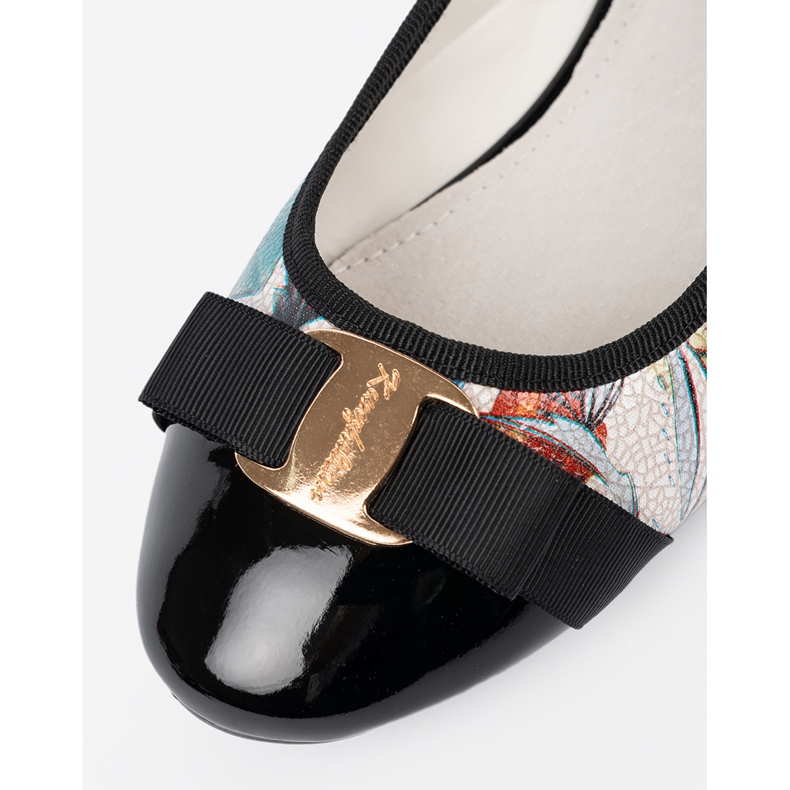 Goodin Biało czarne baleriny w kwiatki białe 1