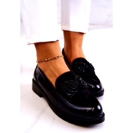 S.Barski Damskie lakierowane mokasyny Loafery czarne 5