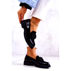 S.Barski Damskie lakierowane mokasyny Loafery czarne 3