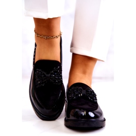 S.Barski Damskie lakierowane mokasyny Loafery czarne 4