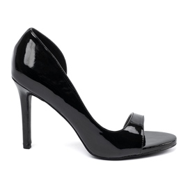 Goodin Lakierowane czółenka z odkrytymi palcami czarne 2