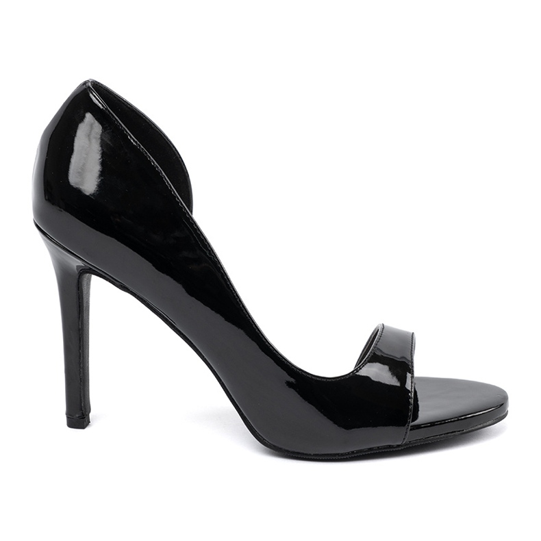 Goodin Lakierowane czółenka z odkrytymi palcami czarne 2