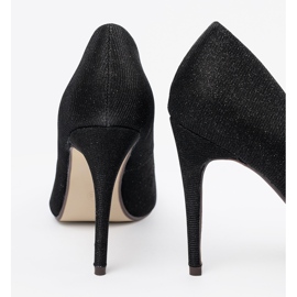 Seastar Czarne brokatowe czółenka z odkrytymi palcami 1