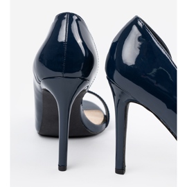 Goodin Granatowe czółenka lakierowane z odkrytymi palcami 2