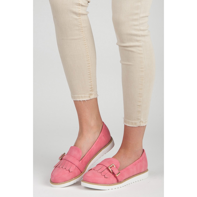 Vices Mokasyny Z Ozdobną Sprzączką różowe 1