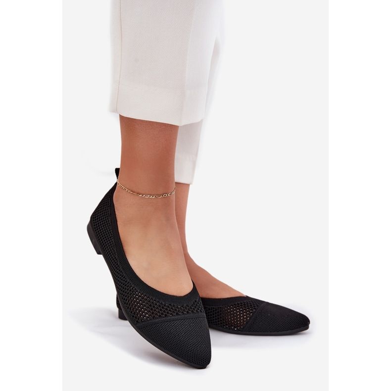 Siateczkowe Baleriny Damskie Czarne 1