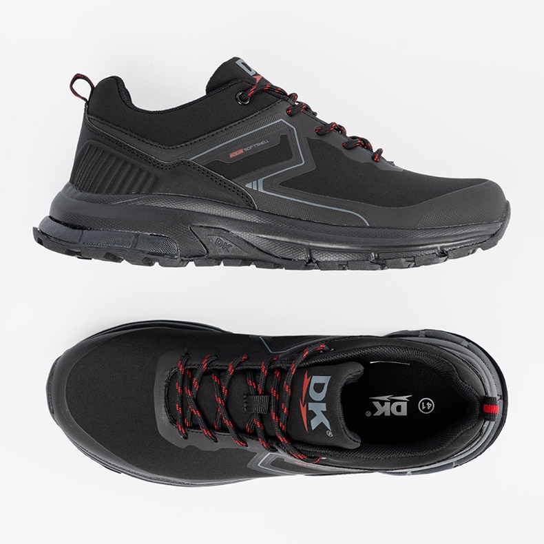 DK Czarne buty sportowe męskie z czerwonymi elementami 1