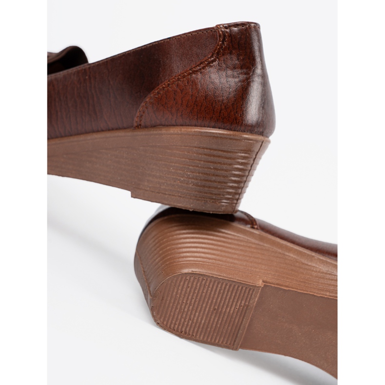 Brązowe wsuwane półbuty z kokardką 2