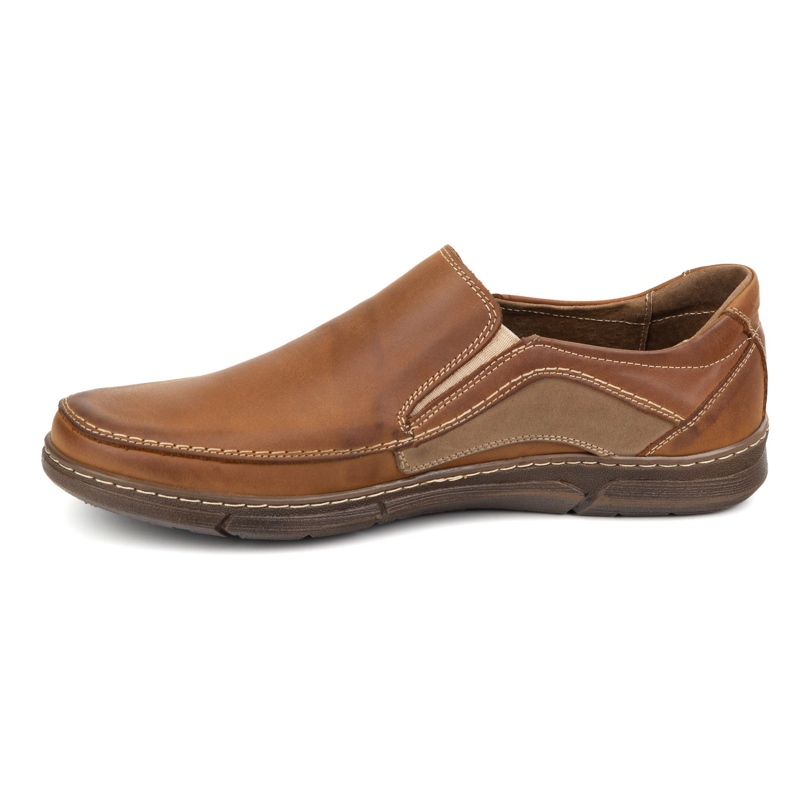 Olivier Mokasyny męskie  skórzane slip-on 283GT camel brązowe 1
