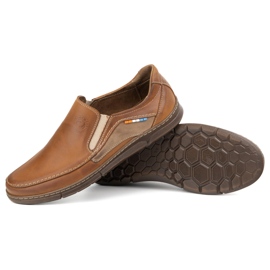 Olivier Mokasyny męskie  skórzane slip-on 283GT camel brązowe 2