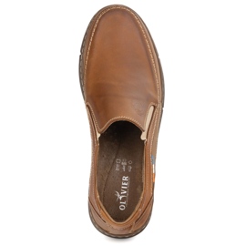 Olivier Mokasyny męskie  skórzane slip-on 283GT camel brązowe 4