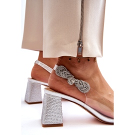 S. BARSKI Eleganckie damskie czółenka w szpic MR91292-1 srebrne z cyrkoniami srebrny 5