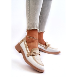 Skórzane mokasyny damskie Maciejka 06493-11 biało-beżowe białe 2