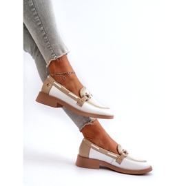 Skórzane mokasyny damskie Maciejka 06493-11 biało-beżowe białe 1