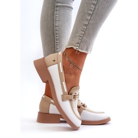 Skórzane mokasyny damskie Maciejka 06493-11 biało-beżowe białe 5