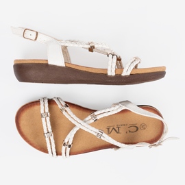 Shelvt Białe sandały damskie Boho 1