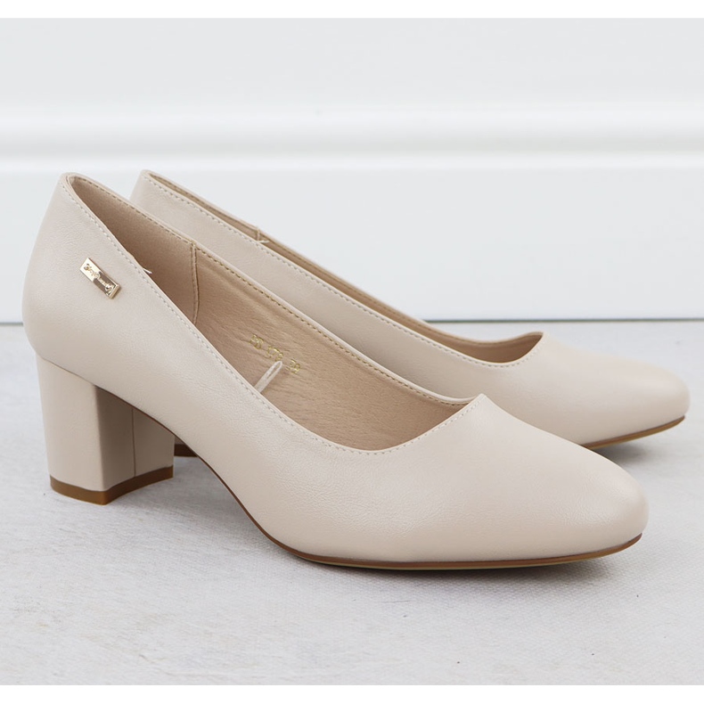 Czółenka na słupku cieliste Sergio Leone PB178 2