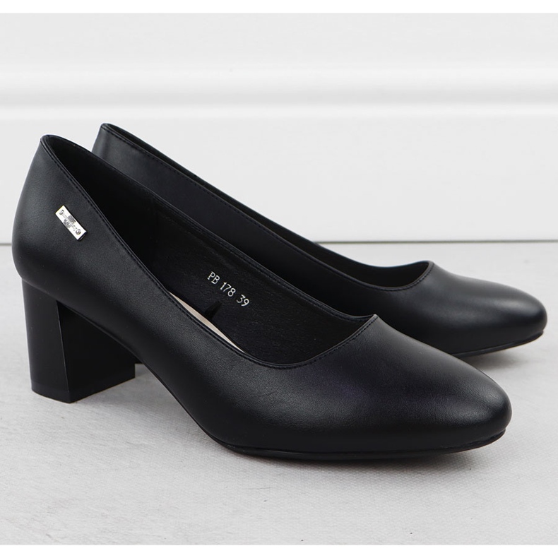 Czółenka na słupku czarne Sergio Leone PB178 2