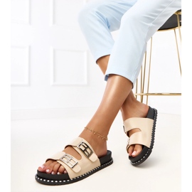 Beżowe klapki na platformie Blau beżowy 1