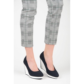 Vices Granatowe czółenka na koturnie niebieskie 2