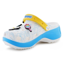Damskie klapki Crocs Smurfs Platform clog 210822-90H białe 3