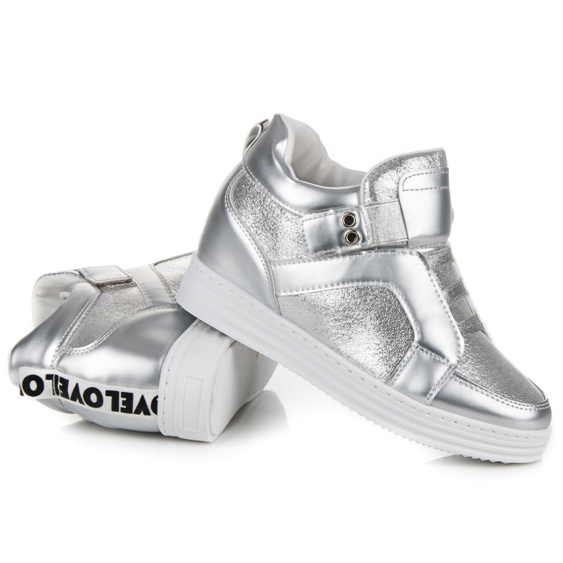 Muto Srebrne sneakersy na rzep szare 1