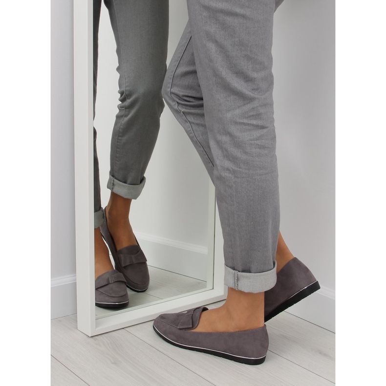 Mokasyny damskie szare 127-2 grey 1