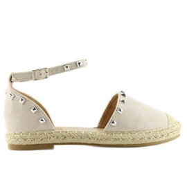 Espadryle z ćwiekami beżowe 99-26 beige beżowy 1