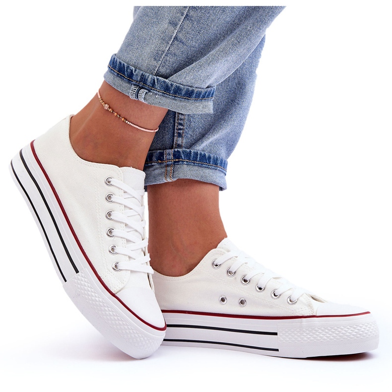 Trampki Klasyczne Niskie Na Platformie Białe Jazlyn 5