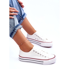 Trampki Klasyczne Niskie Na Platformie Białe Jazlyn 4