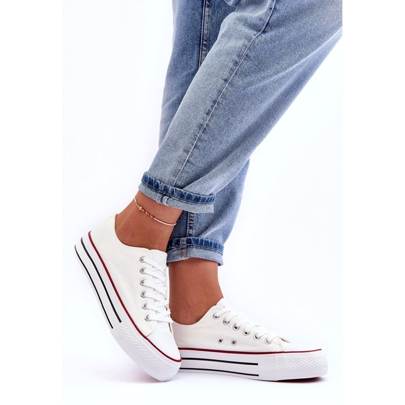 Trampki Klasyczne Niskie Na Platformie Białe Jazlyn 2