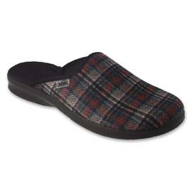 Befado kapcie męskie pu 548M037 kolorowa kratka wielokolorowe 1